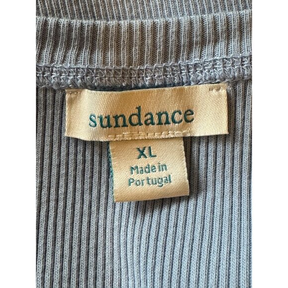 Sundance Shirt Women‎ XL Blue Cotton Ribbed Knit Short Sleeve Tee Athleisure - Picture 7 of 8